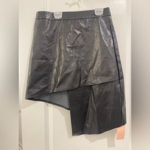 Micas Faux Leather Assymetric Skirt